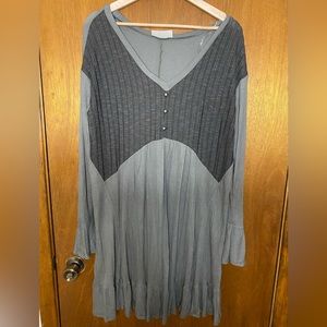 New. Olive Rib Thermo Button Detail Babydoll Dress